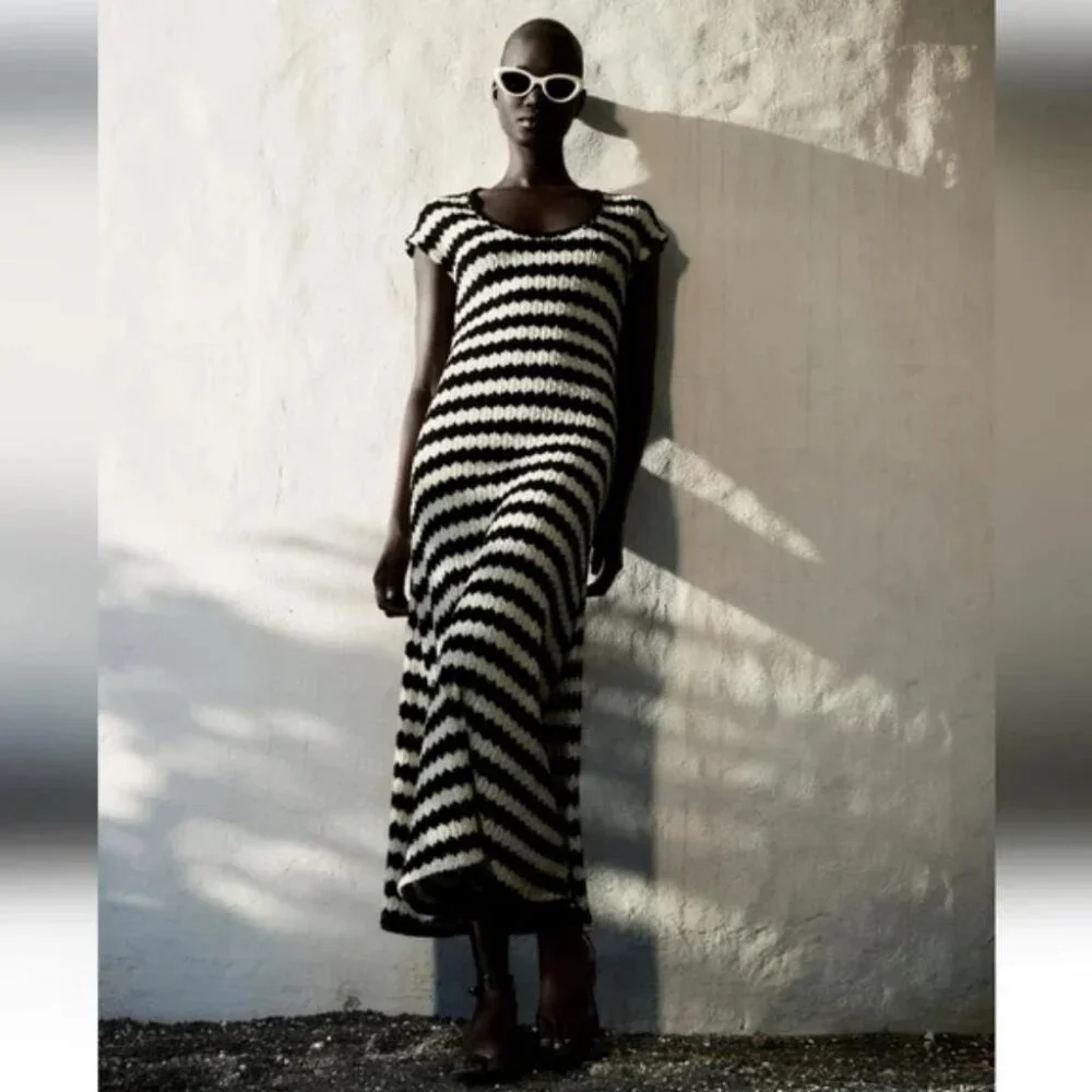 ZARA STRIPED RUSTIC DRESS - Picture 3 of 8